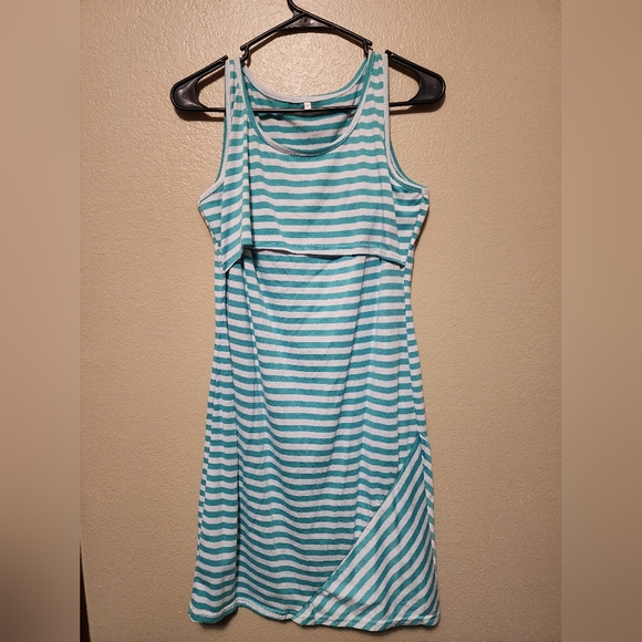 Blue/Whit Stripe Tank Maternity / Nursing Dress - Picture 1 of 4